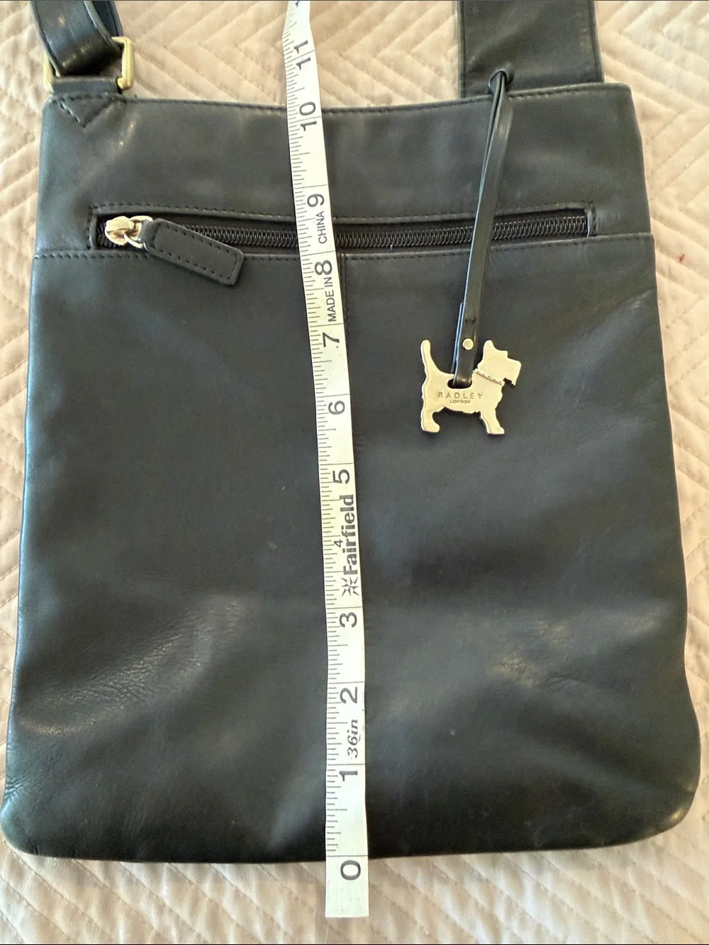 RADLEY LONDON Black Leather Crossbody Adjustable Strap and Scottie Dog Charm